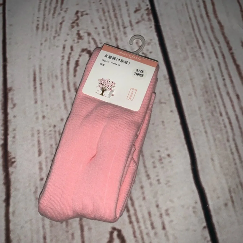 Pink fleece-lined cotton tights - 3T